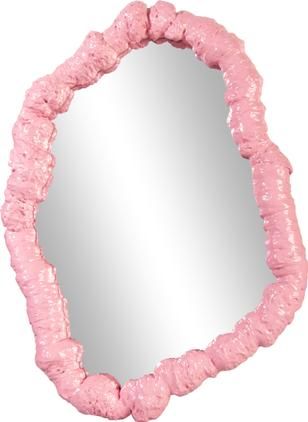 Wandspiegel Purfect met roze kunststoffen lijst