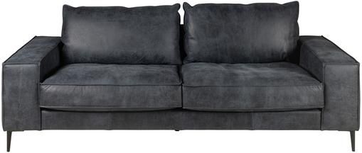 Leder-Sofa Brett (3-Sitzer) in Schwarz-Grau im Industrial Design