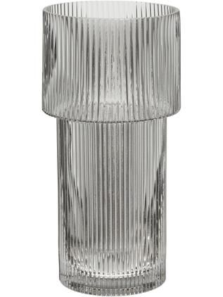 Glas-Vase Lija mit geriffelter Oberfläche in Grau