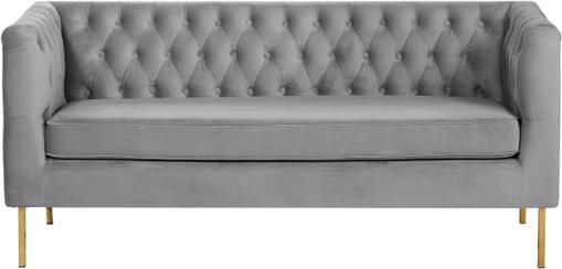 Divano Chesterfield 2 posti in velluto grigio Chiara