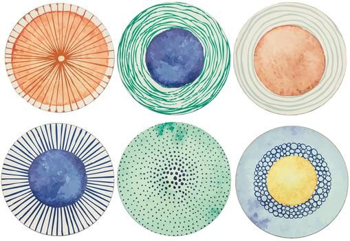 Kunststoff-Platzteller Marea mit bunten Designs, 6er-Set