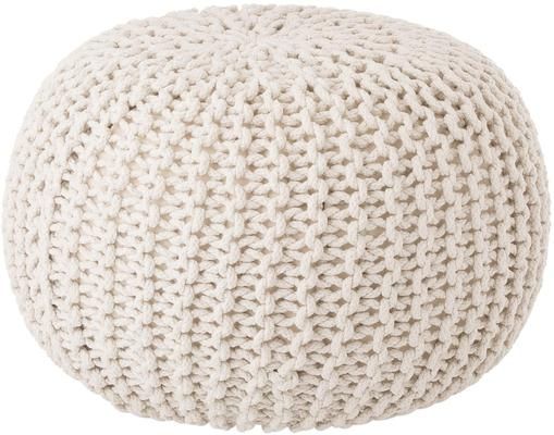 Handgefertigter Strickpouf Dori in Cremeweiß