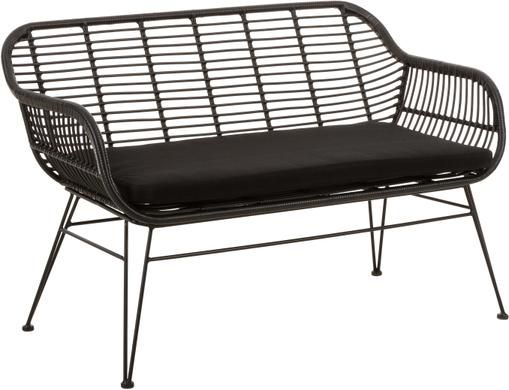 Polyrattan-Sitzbank Costa in Schwarz
