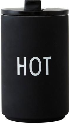 Design Coffee-to-go-Becher Favourite HOT in Schwarz mit Schriftzug