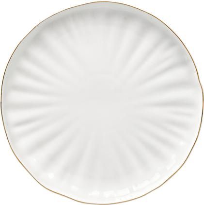 Frühstücksteller Sali aus Porzellan mit goldenem Rand und Relief, 2 Stück