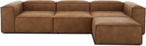 Modulares Sofa Lennon (4-Sitzer) mit Hocker in Braun aus recyceltem Leder