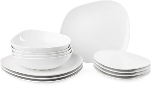 Porzellan Geschirr-Set Organic in Weiß, 4 Personen (12-tlg.)