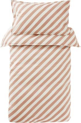 Baumwollperkal-Bettwäsche Franny Mini mit Streifen in Rosa/Weiß