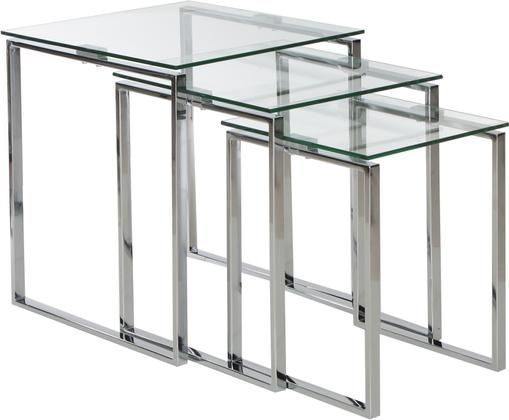 Beistelltisch 3-Set Katrine mit Glasplatte