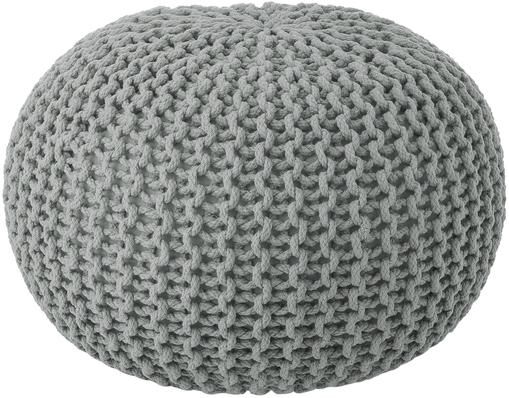 Handgefertigter Strickpouf Dori in Hellgrau