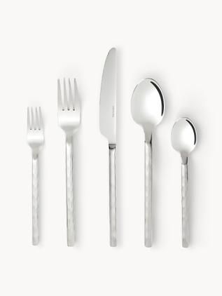 Highly polished cutlery set Miles in hammered look, 4 persons (20 pcs.)