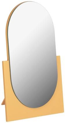 Ovaler Kosmetikspiegel Mica mit gelbem Holzrahmen