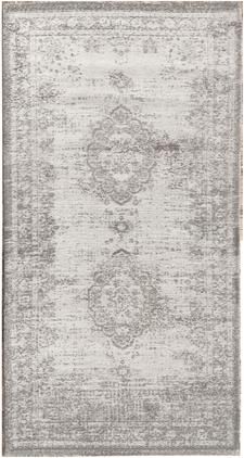 Vintage Chenilleteppich Medaillon in Hellgrau/Braun