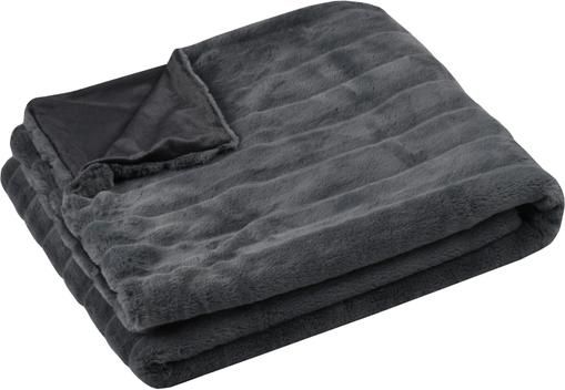 Kuscheldecke Fluffy aus Kunstfell in Dunkelgrau