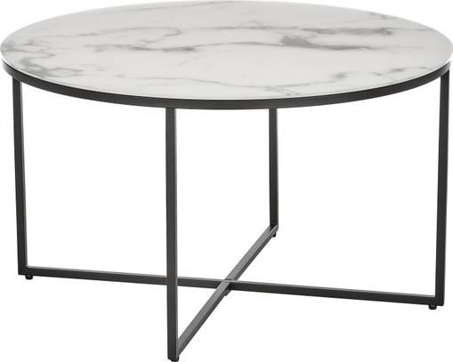 Runder Couchtisch Antigua mit Glasplatte in Marmoroptik