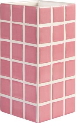 Design-Vase Tile mit Fliesenoptik in Rosa