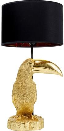 Große Tischlampe Toucan aus vergoldetem Kalkstein