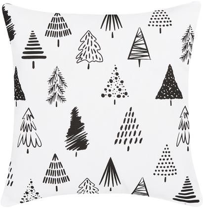 Kissenhülle Scandi mit Weihnachtsbäumen in Schwarz/Weiss
