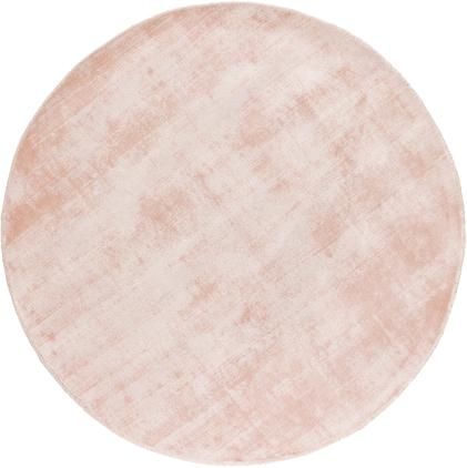 Runder Viskoseteppich Jane in Rosa, handgewebt