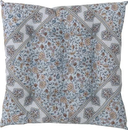 Baumwoll-Sitzkissen Lilou mit Paisley-Muster in Blau