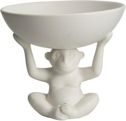 Kleine Servierschüssel Rava in Weiß mit Affenfigur, Ø 17 cm