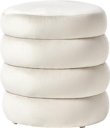 Samt-Hocker Alto in Cremeweiss