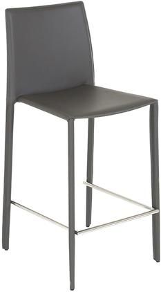 Leder-Thekenstühle Boréalys in Grau, 2 Stück