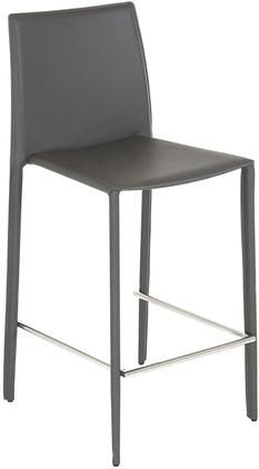 Leder-Thekenstühle Boréalys in Grau, 2 Stück