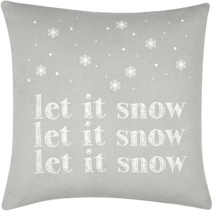Kissenhülle Snow in Grau/Weiß mit Schriftzug