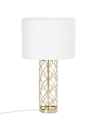 Grosse Tischlampe Adelaide in Weiss-Gold