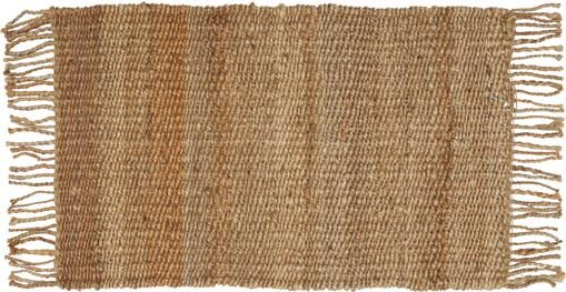 Handgefertigte Jute-Fußmatte Naturals mit Fransen