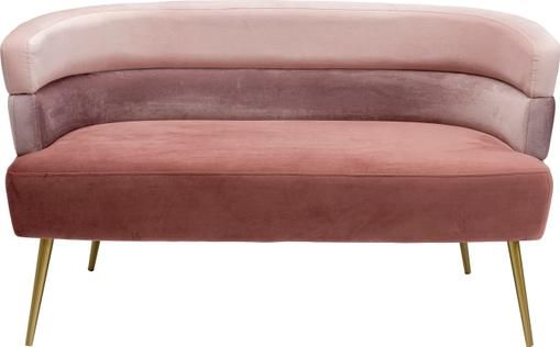 Samt-Sofa Sandwich (2-Sitzer) in Rosa im Retro-Design