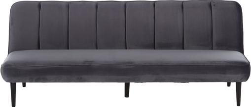 Samt-Schlafsofa Hayley in Grau mit Holz-Füßen, ausklappbar