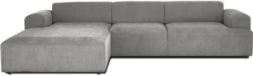 Cord-Ecksofa Melva (4-Sitzer) in Grau