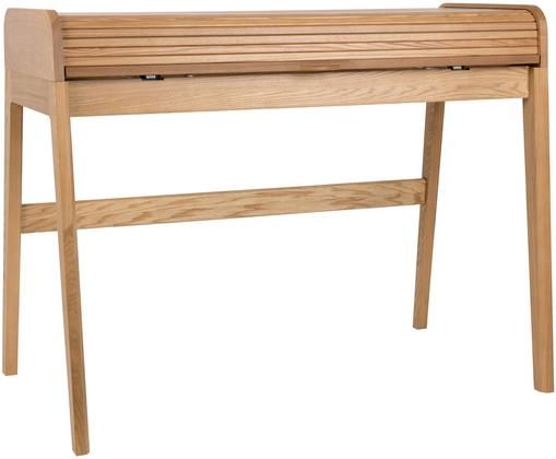 Holz-Schreibtisch Barbier mit rollbarer Abdeckung und geriffelter Front