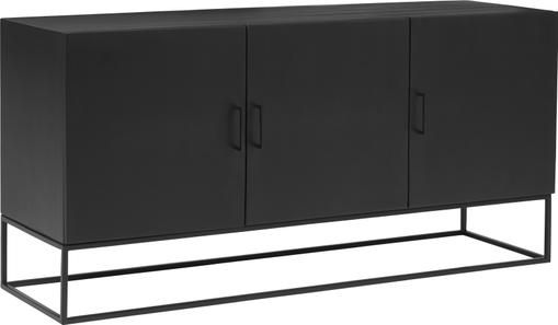 Schwarzes Sideboard Lyle mit Türen aus massivem Mangoholz