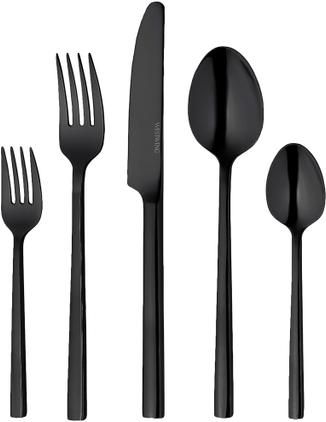 Schwarzes Besteck-Set Shine mit mattem Finish, in verschiedenen Setgrößen