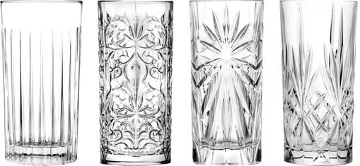 Kristall-Longdrinkgläser Bichiera mit Relief, 4er-Set
