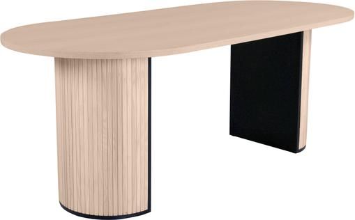 Ovaler Esstisch Bianca mit Eichenholzfunier, weiß gebürstet, 200 x 90 cm