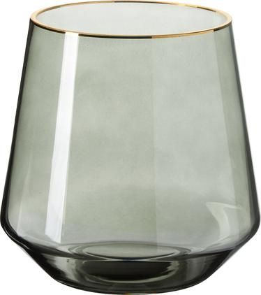 Mundgeblasene Glas-Vase Joyce mit goldfarbenem Rand