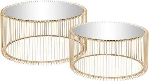 Couchtisch-Set Wire in Goldfarben mit Glasplatte, 2-tlg.
