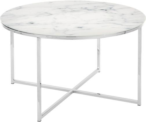 Runder Couchtisch Antigua mit Glasplatte in Marmoroptik