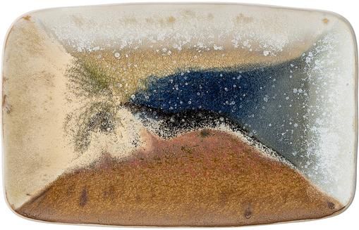 Handgemachte Servierplatte Willow aus Steingut, L 34 x B 21 cm