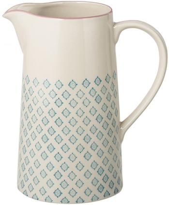 Handbemalter Steingut Wasserkrug Patrizia mit verspieltem Muster, 2 L