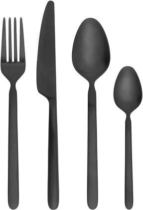 Schwarzes Besteck-Set Stella, 4 Personen (16-tlg.)