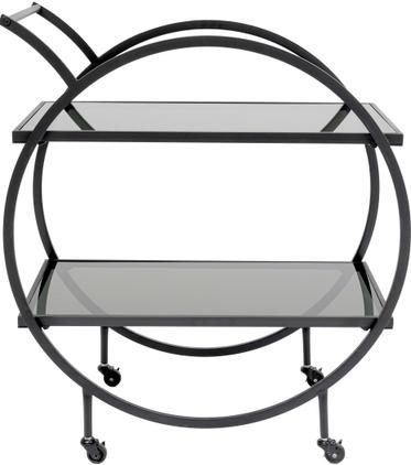 Metall-Servierwagen Loft mit Glasplatten in Schwarz