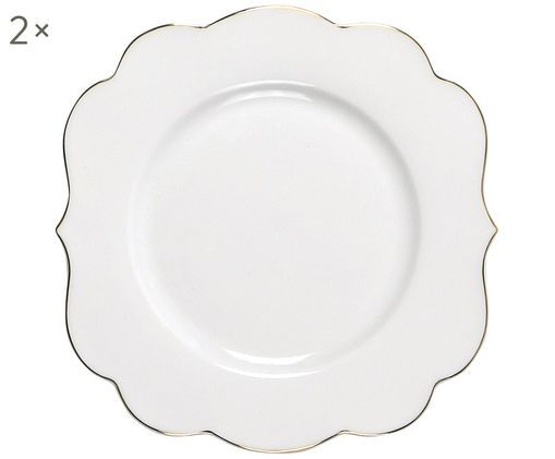 Dessertteller Royal, 2 Stück, Porzellan, Weiß, Goldfarben, Ø 17 cm